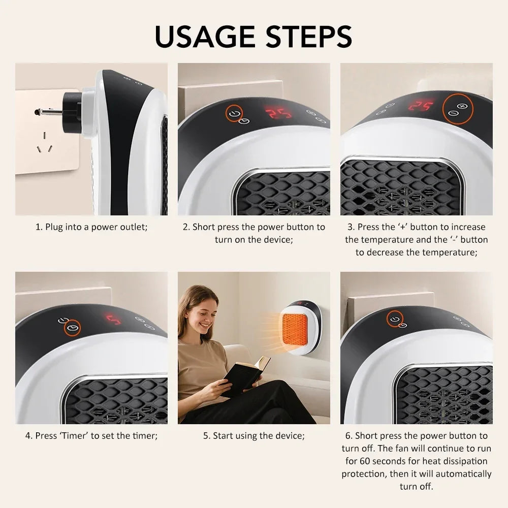 AFDEAL 600W Plug-In Wall Space Heater with Remote & LED Display