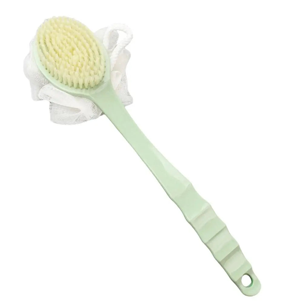 2-in-1 Double-sided Long Handle Shower Brush Body Clean Bath Brush Exfoliating Soft Bristle Shower Cleaning Tools Oasis Select green