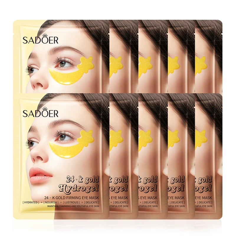 SADOER 24K Gold Collagen Eye Mask – Dark Circles & Anti-Aging Eye Mask Patches Oasis Select 10 pairs