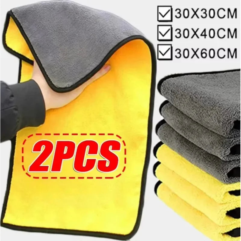1/4pcs Thicken Microfiber Motorcycle Car Cleaning Towels Soft Drying Cloth Car Washing Towels Double Layer Clean Rags Detailing Oasis Select