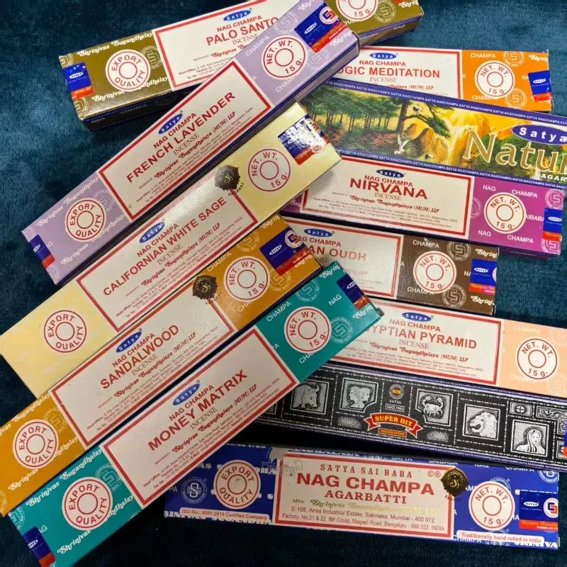 Satya Sai Baba Incense Sticks Hand-Rolled 15g*4boxes , Multiple Scents: Sandalwood, Dragon's Blood, Super Hit, NAGCHAMPA,etc. Oasis Select
