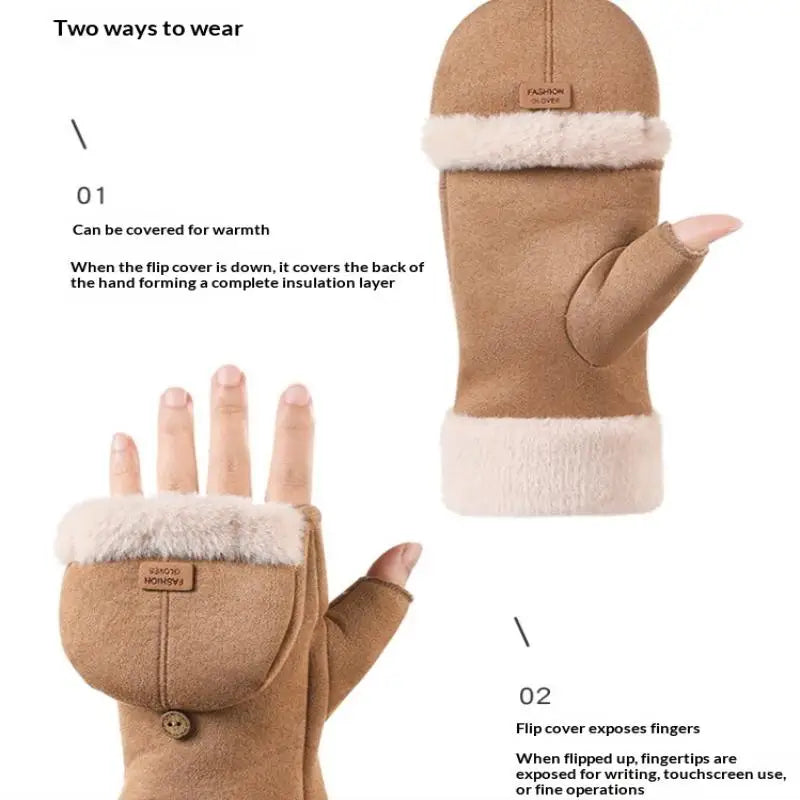 Women's Plush Flip-Top Touchscreen Winter Gloves | Warm Knit