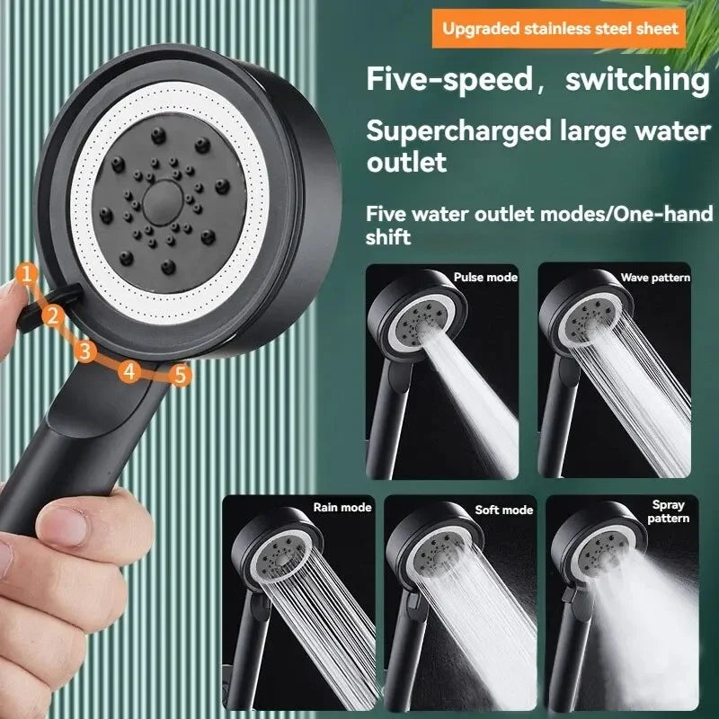 5 Modes Shower Head High Pressure Showerhead Portable Filter Rainfall Faucet Tap Bathroom Bath Home Innovative Accessories Oasis Select