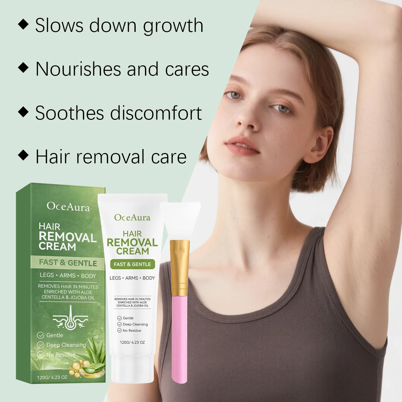 OceAura Painless Hair Removal Cream – Legs, Arms & Underarms Hair Removal Cream Oasis Select