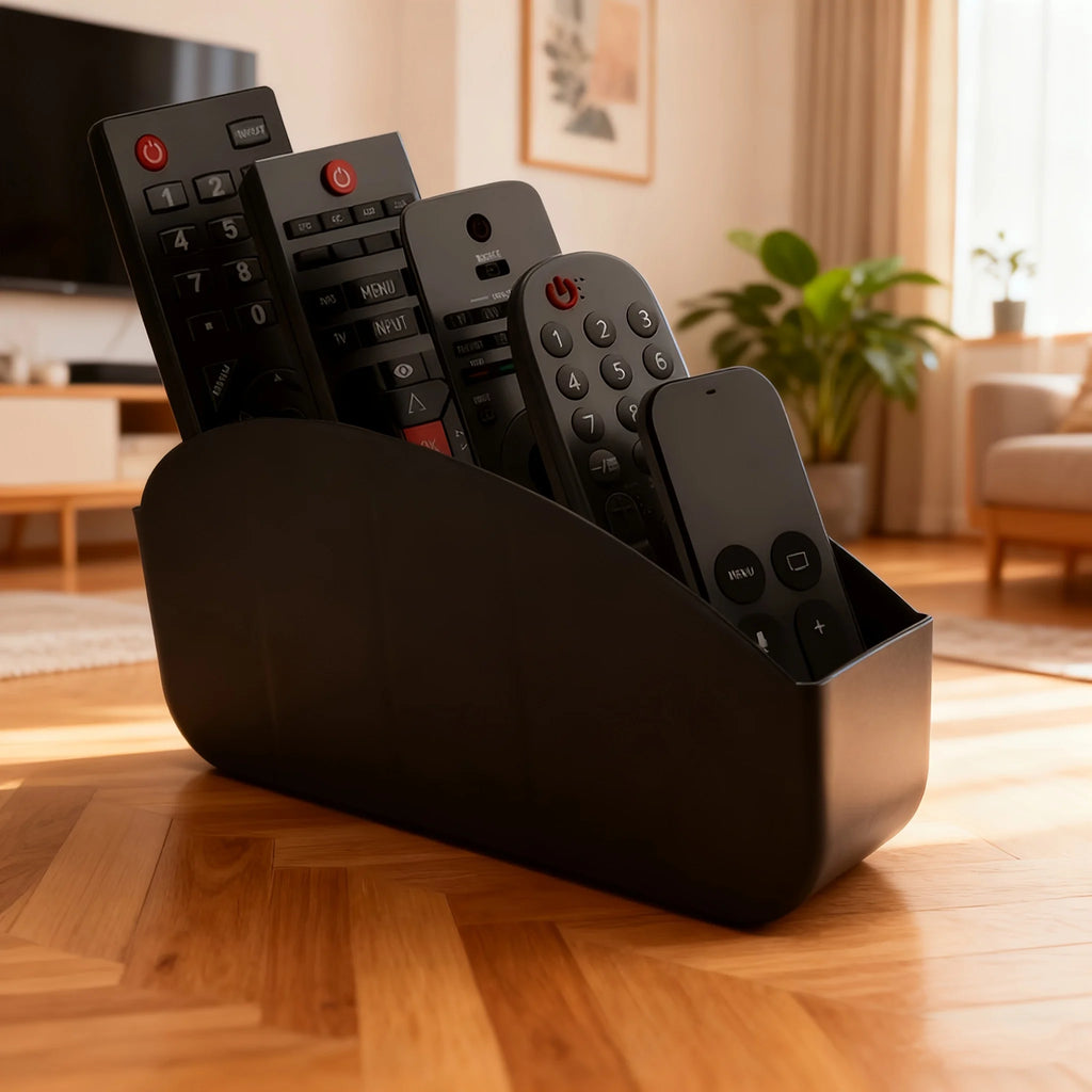 1pc 5 Compartments Remote Control Holder, Plastic Storage Box Organizer for TV, Glasses, Pens, Desk & Living Room Storage Boxes Oasis Select