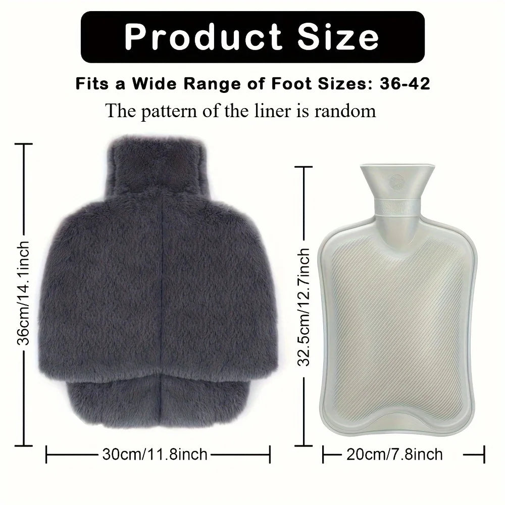2000ml Heated Foot Warmer, Explosion Proof Hot Water Bag, Water Filled Rubber Foot Warmer, Water Filled Plush Foot Warmer Oasis Select