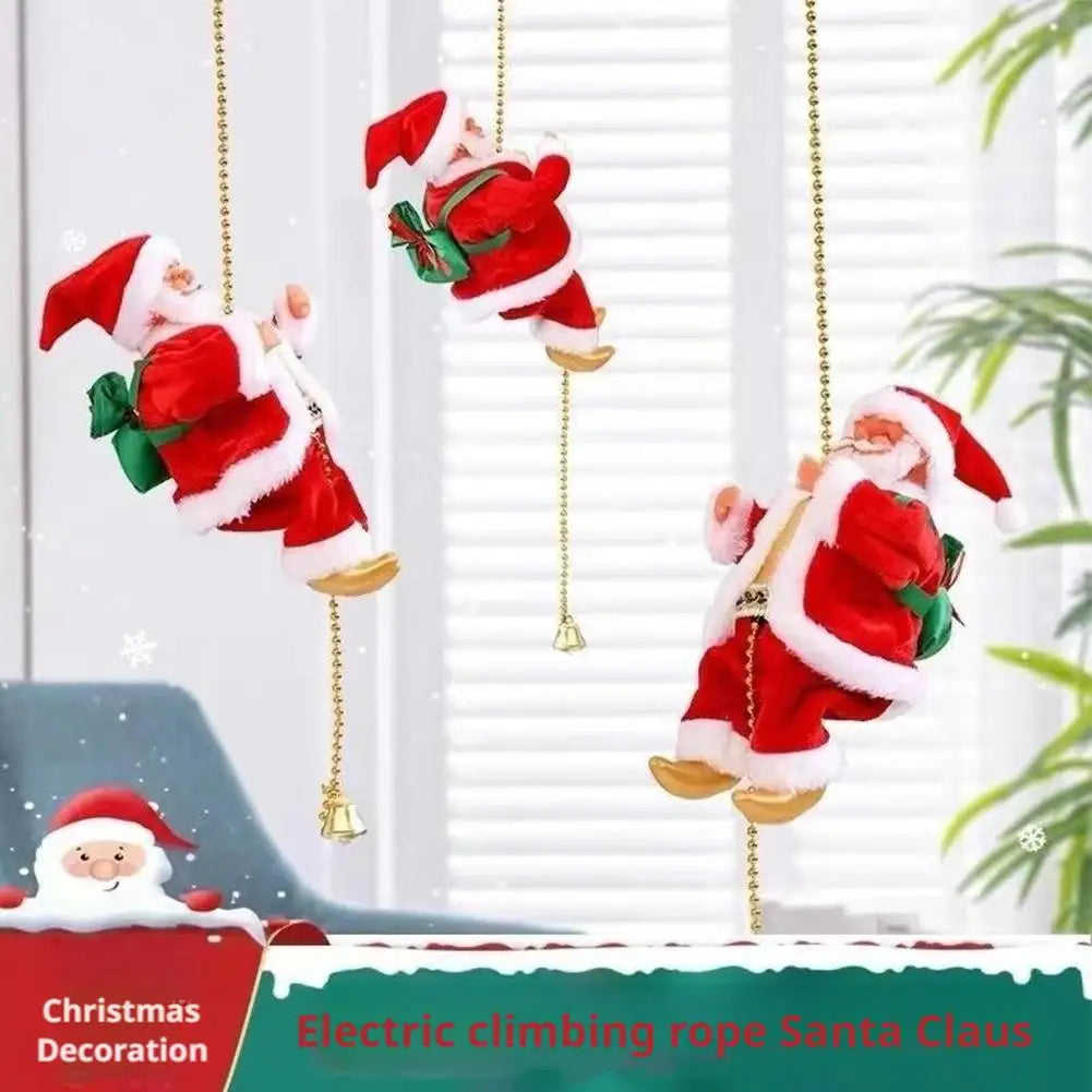 Santa Claus Climbing Beads Music Electric Doll Rope Climbing Santa Christmas Gift For Children Electric Toys Oasis Select