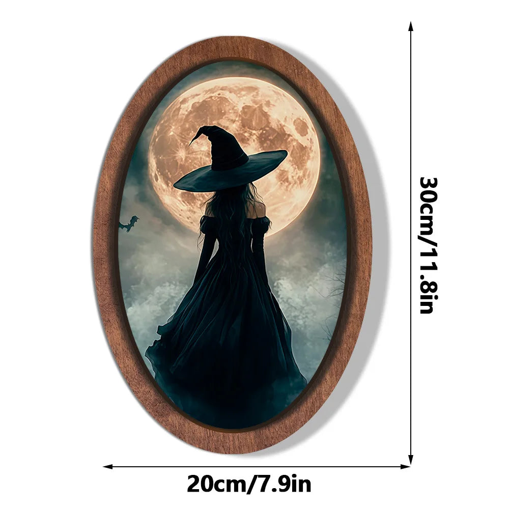 Halloween Ghost Wooden Photo Frame Painting Retro 3D Hanging Plaque