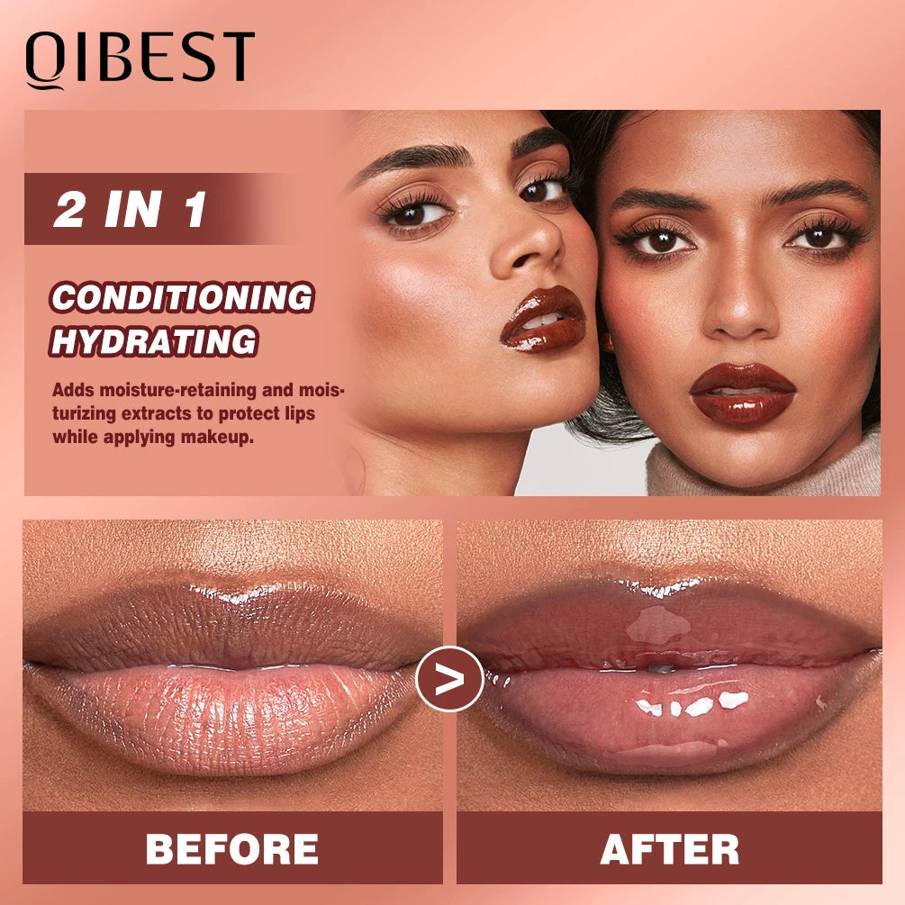 QIBEST Crystal Jelly Lip Oil Gloss – 6 Tinted Hydrating Shades