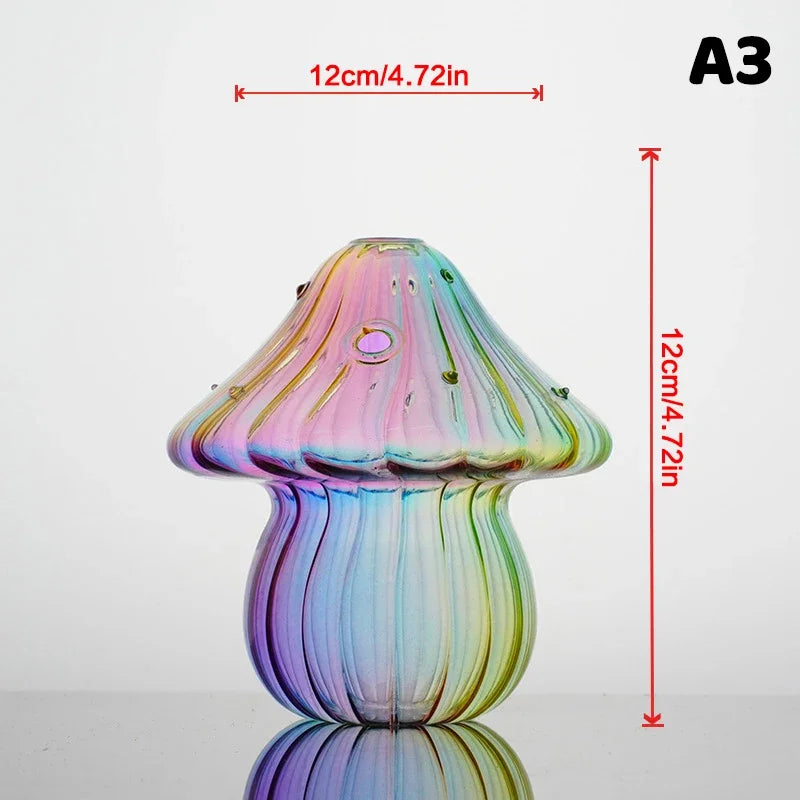 Colourful Glass Mushroom Vase For Plant Display Home Decor Table Centerpiece Hydroponic Aromatherapy Vase Desktop Art Decoration Oasis Select A3