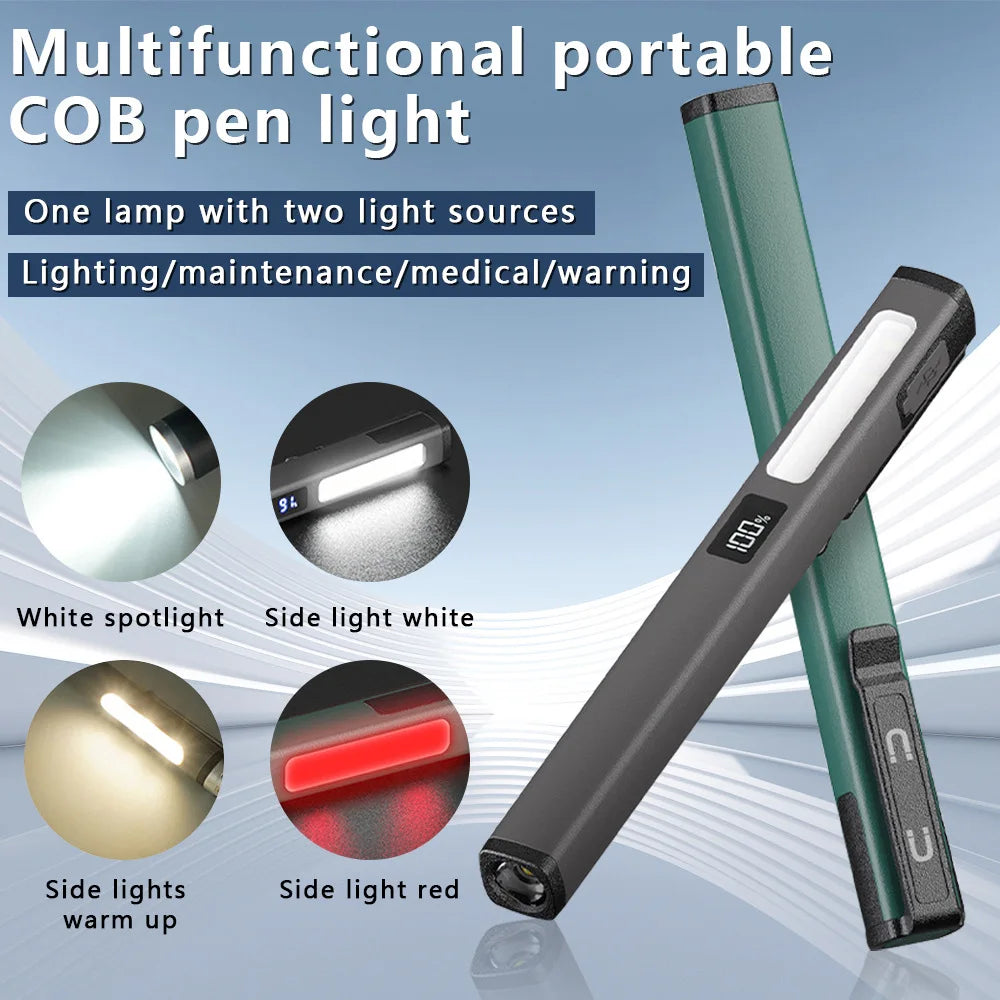 3 Light Source Flashlight Rechargeable Medical Pocket Penlight Magnetic Work Lighting Repair Medical Warning Pen Lamp with Clip Oasis Select