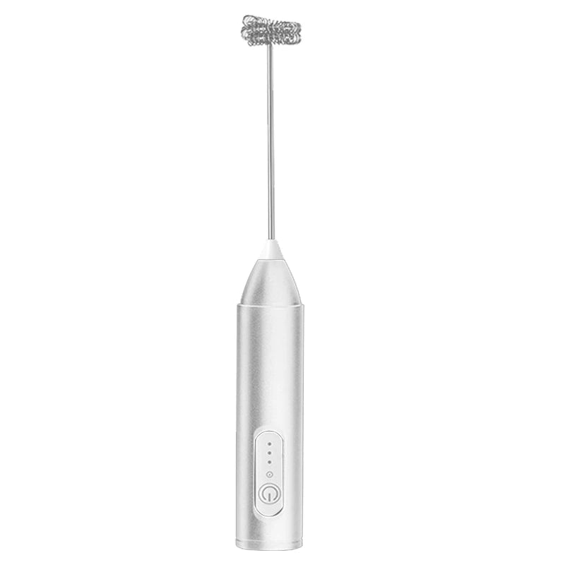 UPGRADED Electric Coffee Frother/MILK Whisk+Egg Beater MINI Food Blender USB Rechargeable Handheld Three Speeds Espresso Tools Oasis Select 306-WHITE