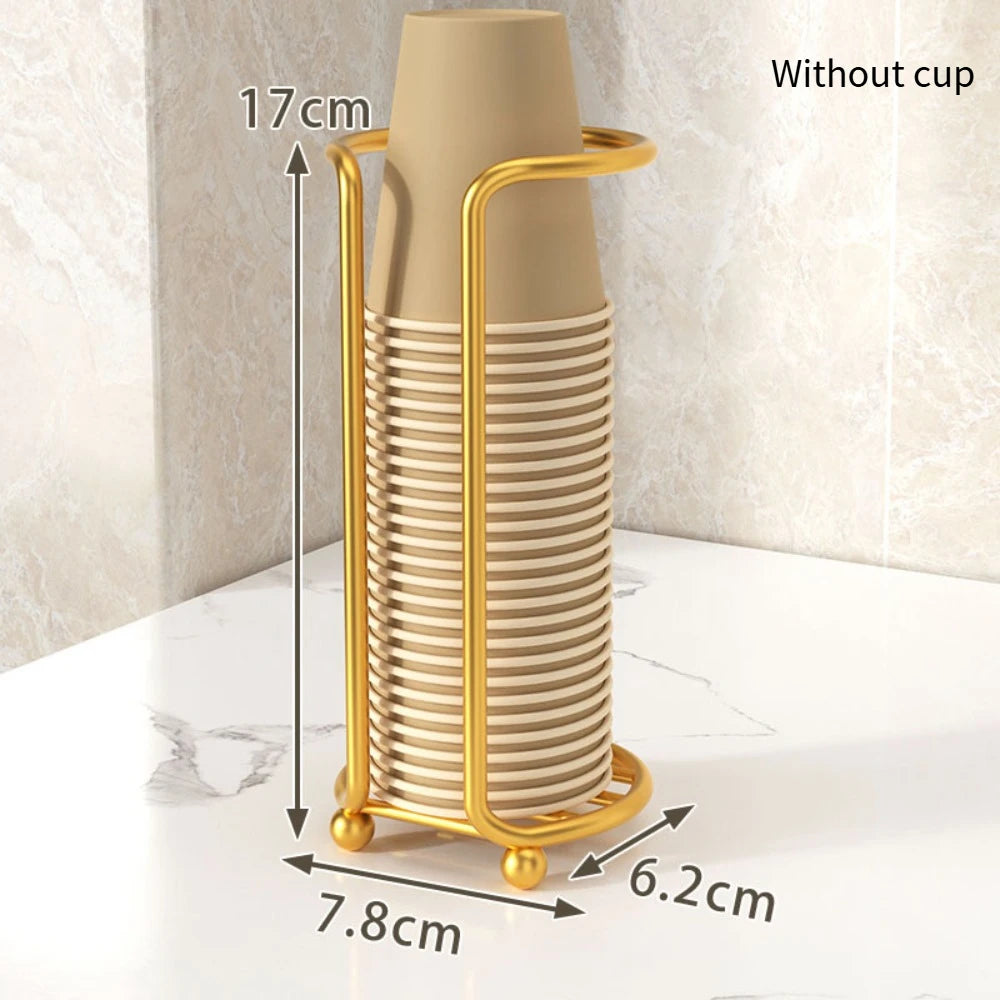 Multifunctional Kitchen Paper Cup Holder Plastic Cup Holder Cup Organizier Desktop Cup Storage Rack Large Capacity Oasis Select Single Grid Gold