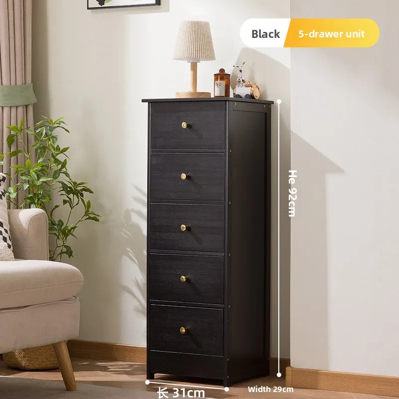 Bookcase storage cabinet chest cabinet lattice cabinet children's log storage bedside table multi-layer dining side cabinet Oasis Select Black 5