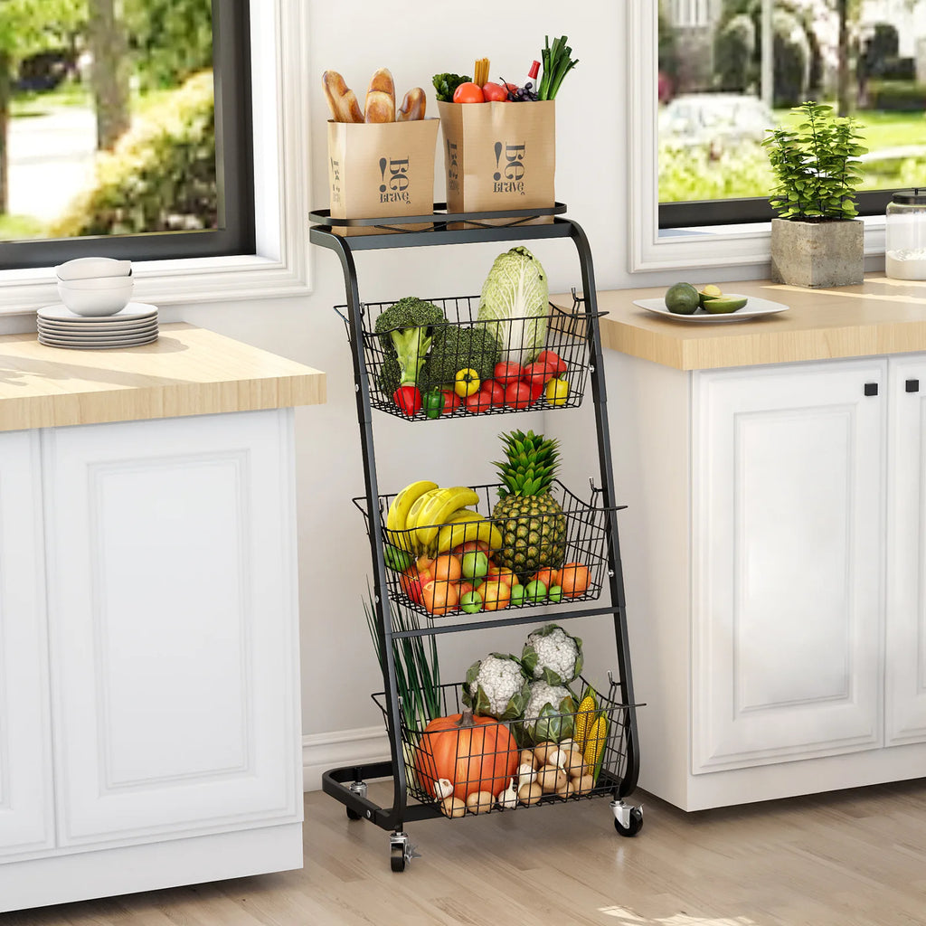 Kitchen vegetable basket rack floor-to-ceiling household fruit and vegetable storage rack multi-functional multi-layer storage Oasis Select