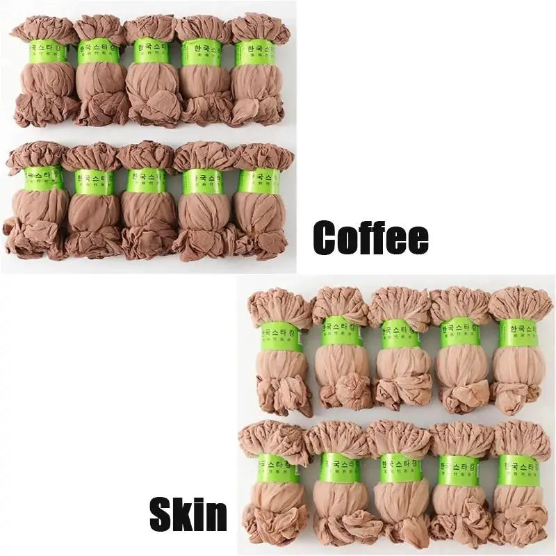 10/20/30Pairs Transparent Summer Socks Ultrathin Women Nylon Ladies Female Short Ankle Meias Elastic Crystal Spring Silk Sox Oasis Select 10 Coffee-10 Skin