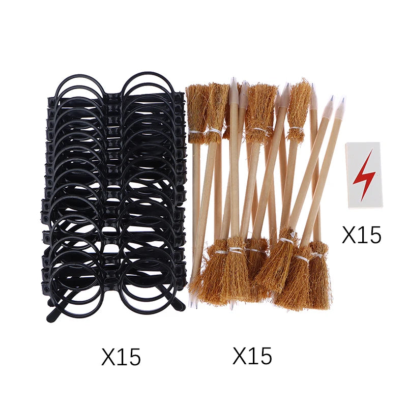 45Pcs/Set Wand Pencils Tattoo Stickers Broom And Glasses Wizard Party Favors Wizard Wands Theme Party Supplies Oasis Select