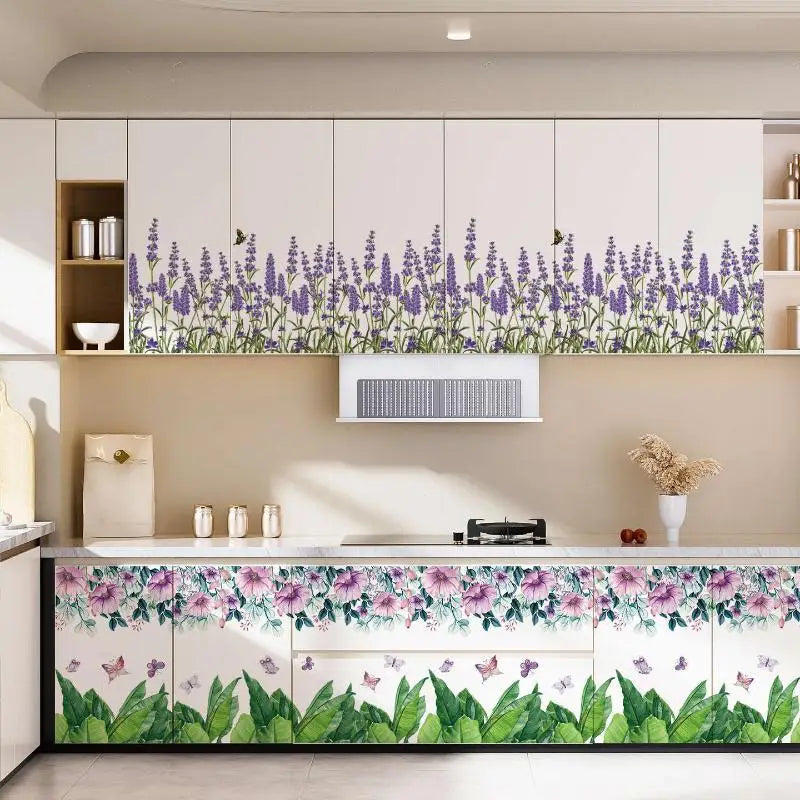 Floral Butterfly Border Wall Sticker – Removable PVC Decal