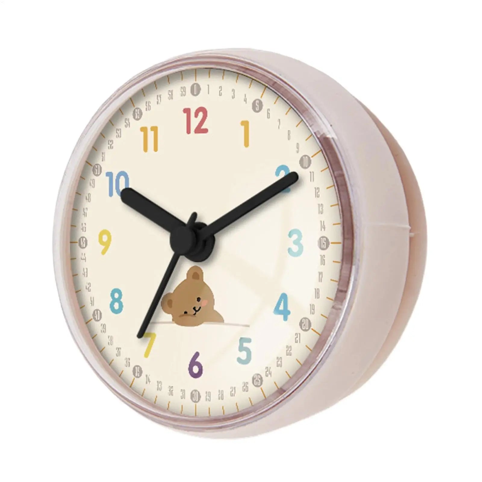 Shower Clock Bathroom Round Quiet Wall Decor with Suction Cup Waterproof Clock for Shower with Bear Pattern for Toilet Kitchen Oasis Select