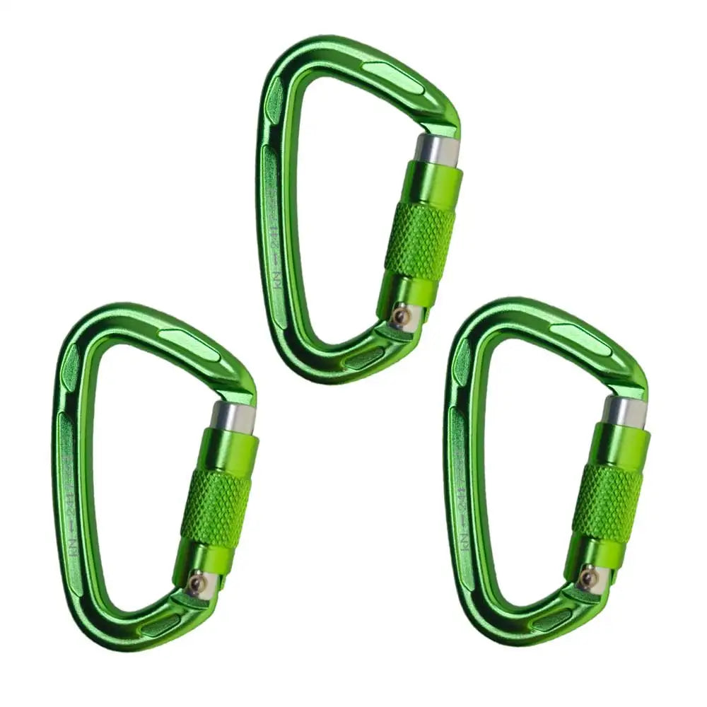 24KN Auto Locking Gate Carabiner Outdoor D-ring Buckle Climbing Rappelling Rigging Hammocks Locking Clip Oasis Select Green 3