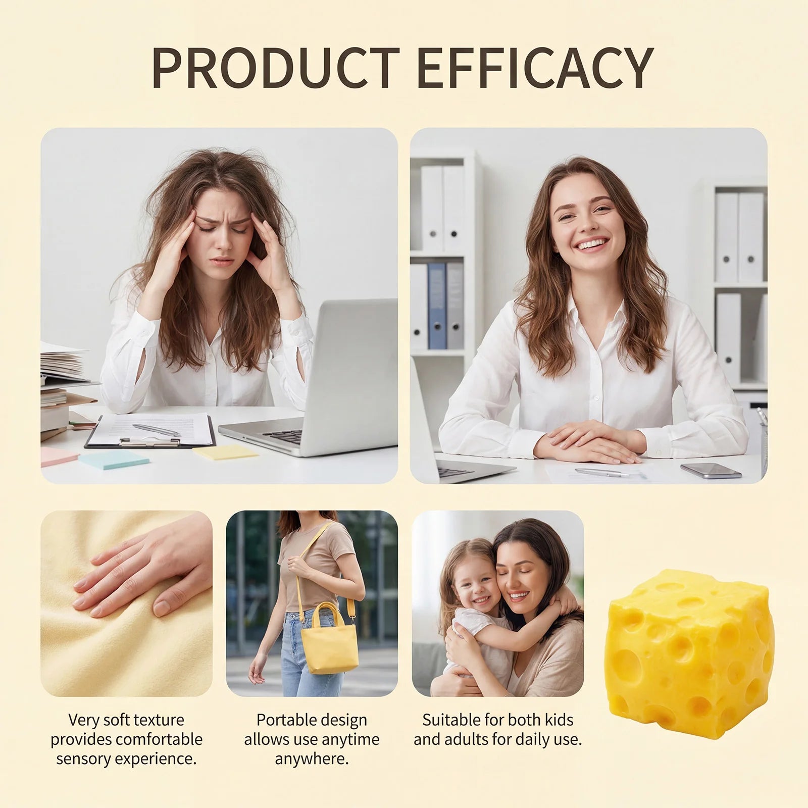 Yellow Cheese Squeeze Toy Realistic Design Soft and Resilient Small and Portable Stress Relief Toy Party Gift Oasis Select
