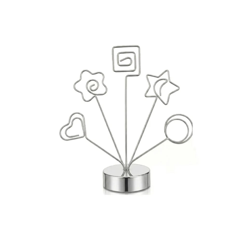 Multifunctional Creative Note Clips Stable Heart/Round Business Card Holder Portable Vertical Desktop Card Clamp Party Supplies Oasis Select Silver Multi-shape