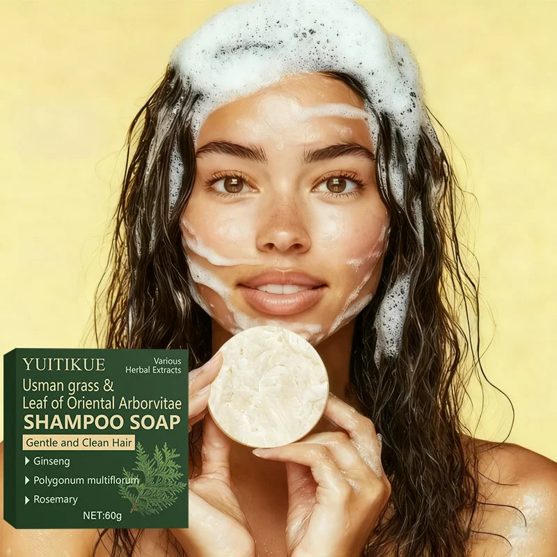 YUITIKUE Cypress Leaves Shampoo Bar with Ginseng & Rosemary, Fast Foaming Easy Rinse for Soft Shiny Hair Oasis Select
