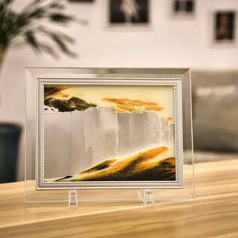 Round Glass Deep Sea Sand Art Picture Dynamic Flowing Sandscape Ornament Creative Quicksand Painting Desktop Decor Craft Oasis Select