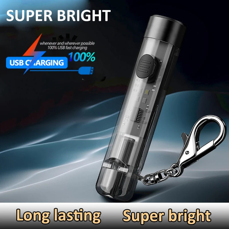 Mini Keychain Light Super Bright USB Rechargeable Flashlight Portable Lightweight Emegency Torch for Camping Hiking Cycling Oasis Select