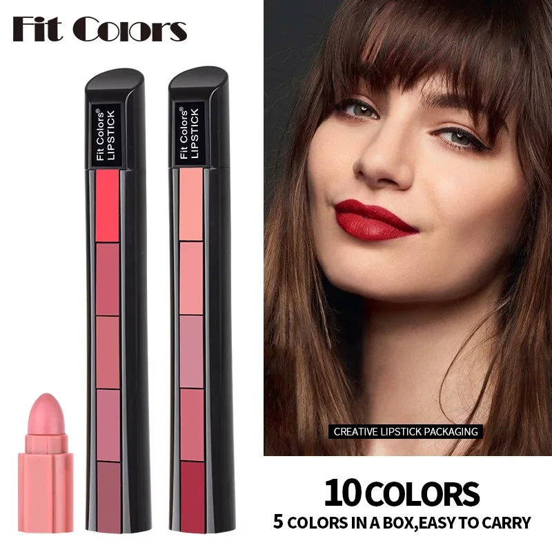 SADOER 5-in-1 Matte Velvet Lipstick Set – 5 Shades Long-Lasting