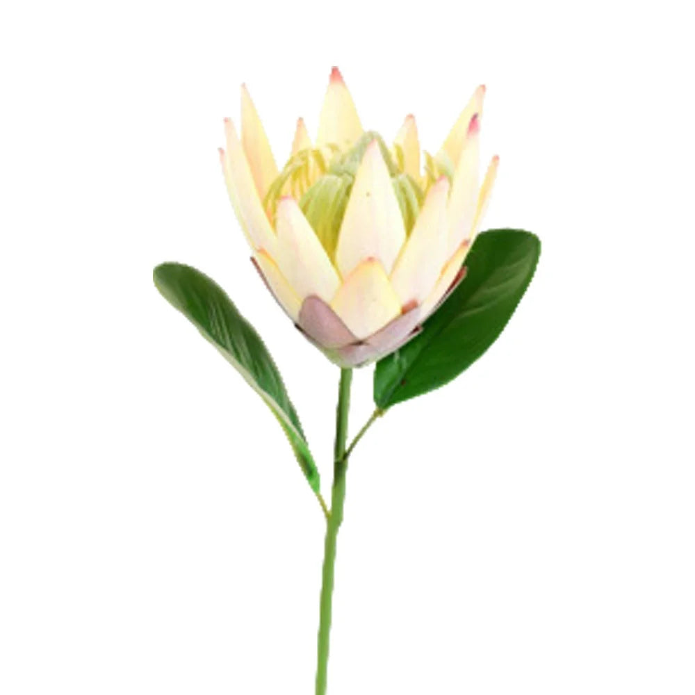 1PC,Europe Style Beautiful Artificial Flowers Fake King Protea Home Table Top Display Flowers Decorative Silk Flower Oasis Select Yellow