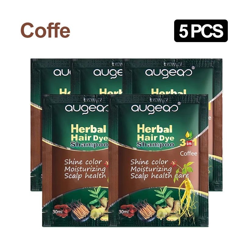 Natural Herbal Hair Dye Shampoo – Grey Coverage 30ml (3/5 Pack) Hair Dye Shampoo Oasis Select 5pcs coffee China Mainland