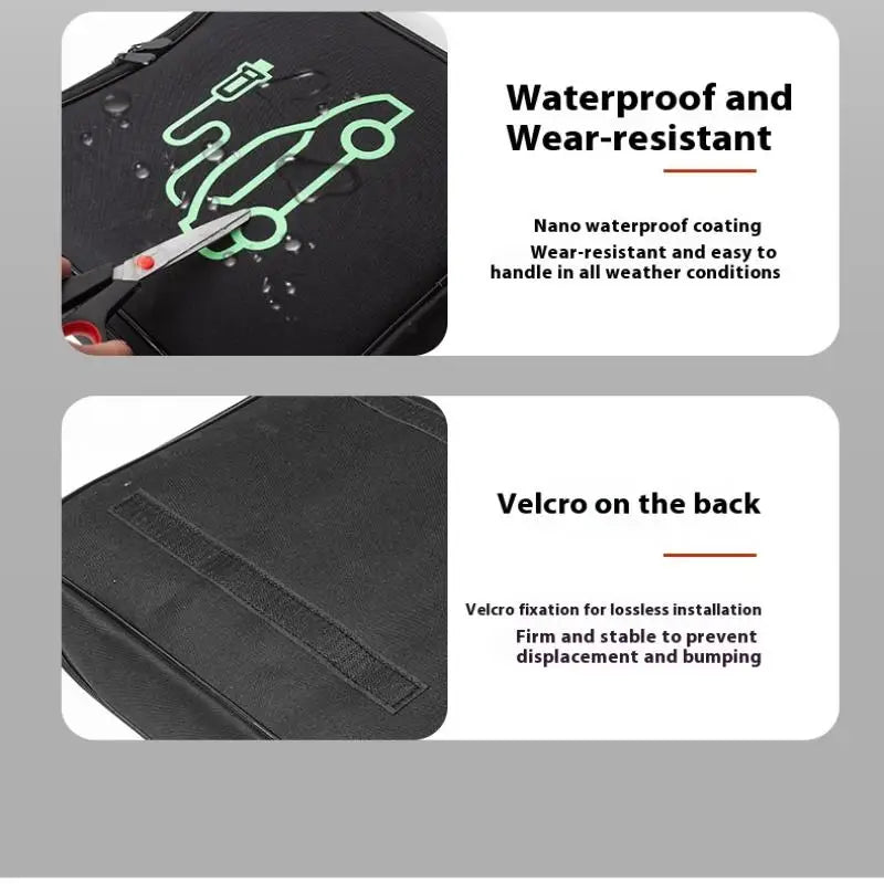 Electric Car Battery Jumper Cable Plugs Bag Waterproof EV Car Charging Cable Sockets Storage Organizer For Charging Cables Cords Oasis Select