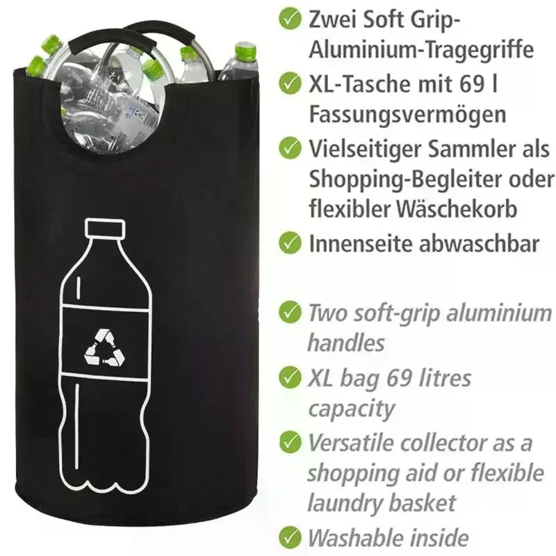 82L Empty Bottle Storage Basket Folding Kitchen Wastewater Bottle Collector Bag With Aluminum Handle Large Capacity Bin Oasis Select
