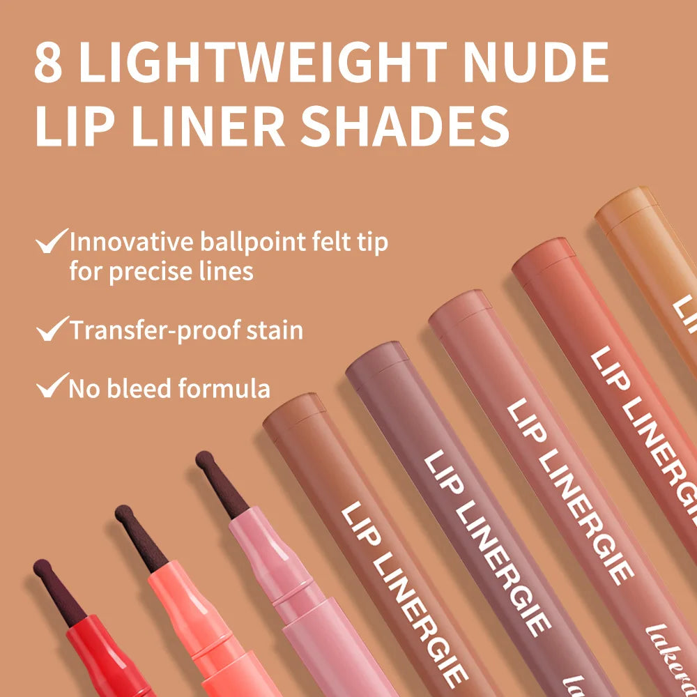 Lakerain Lip Liner Flexible Ballpoint Felt Tip Long Lasting Lip Liner Stain Waterproof No Transfer & Smudges 8 Color Lips Makeup Oasis Select