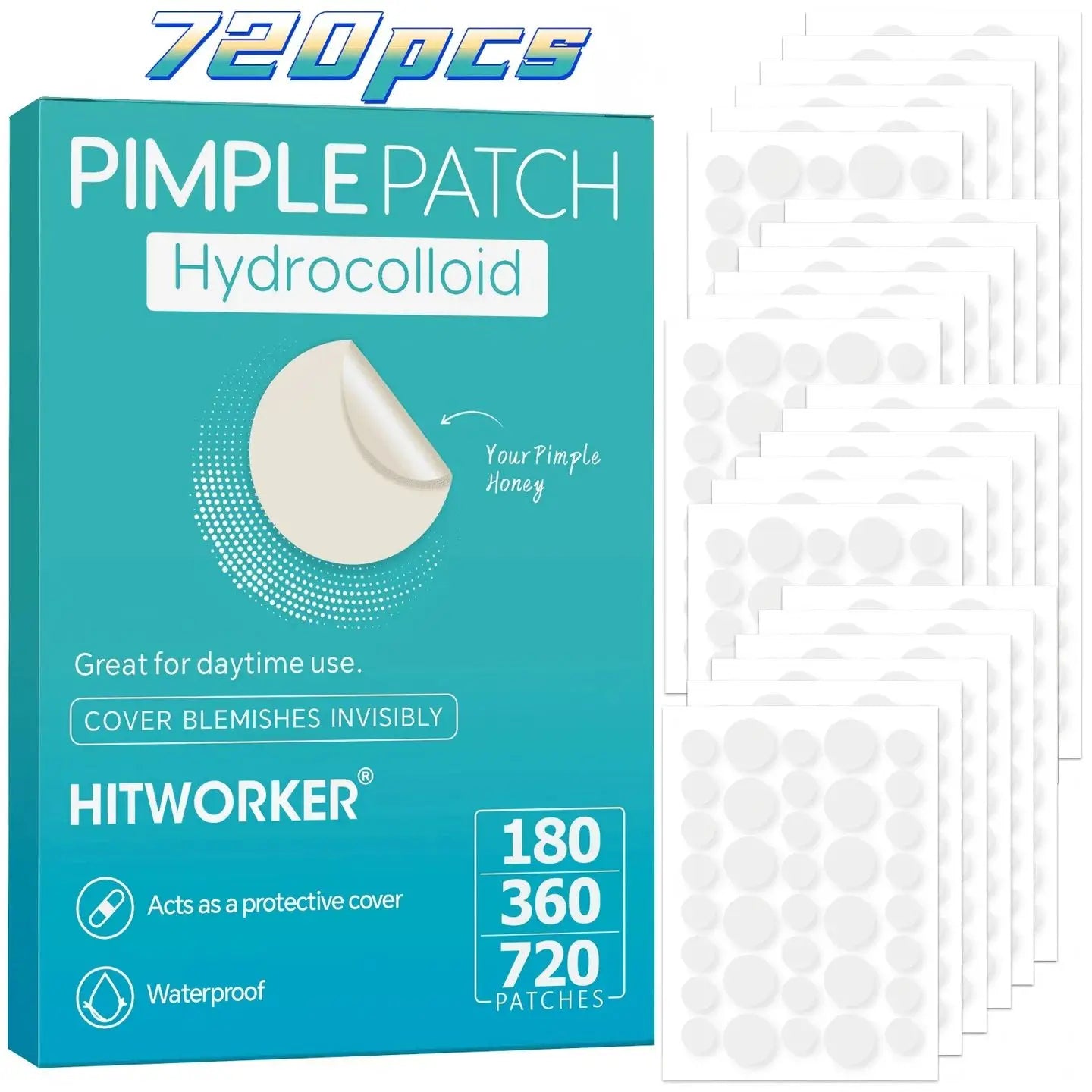 720/360/180 pieces/box of transparent hydrogel acne patches, alcohol free, gentle and non irritating absorption acne patches Oasis Select