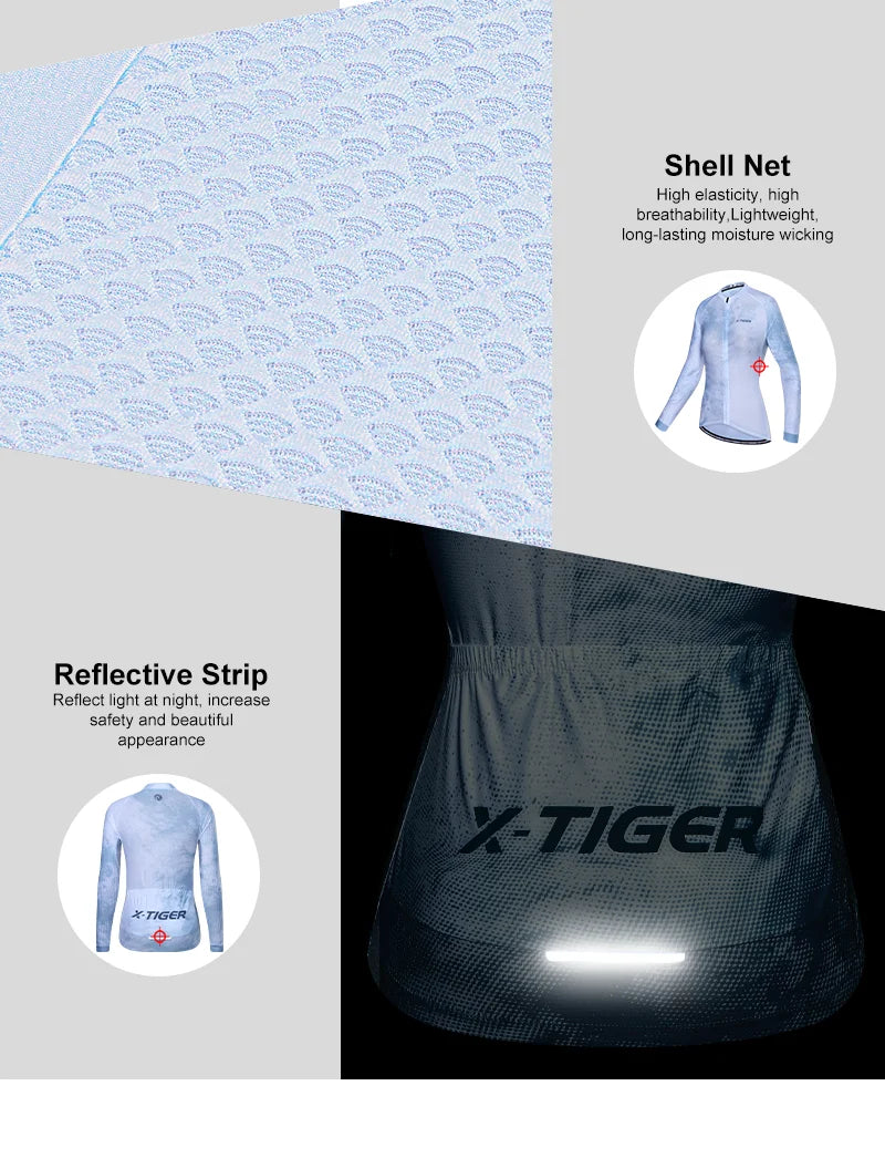 X-Tiger Woman's Cycling Jerseys Spring Long Sleeve Breathable Bike Clothes Maillot Ropa Ciclismo Hombre Bicycle Cycling Clothing Oasis Select