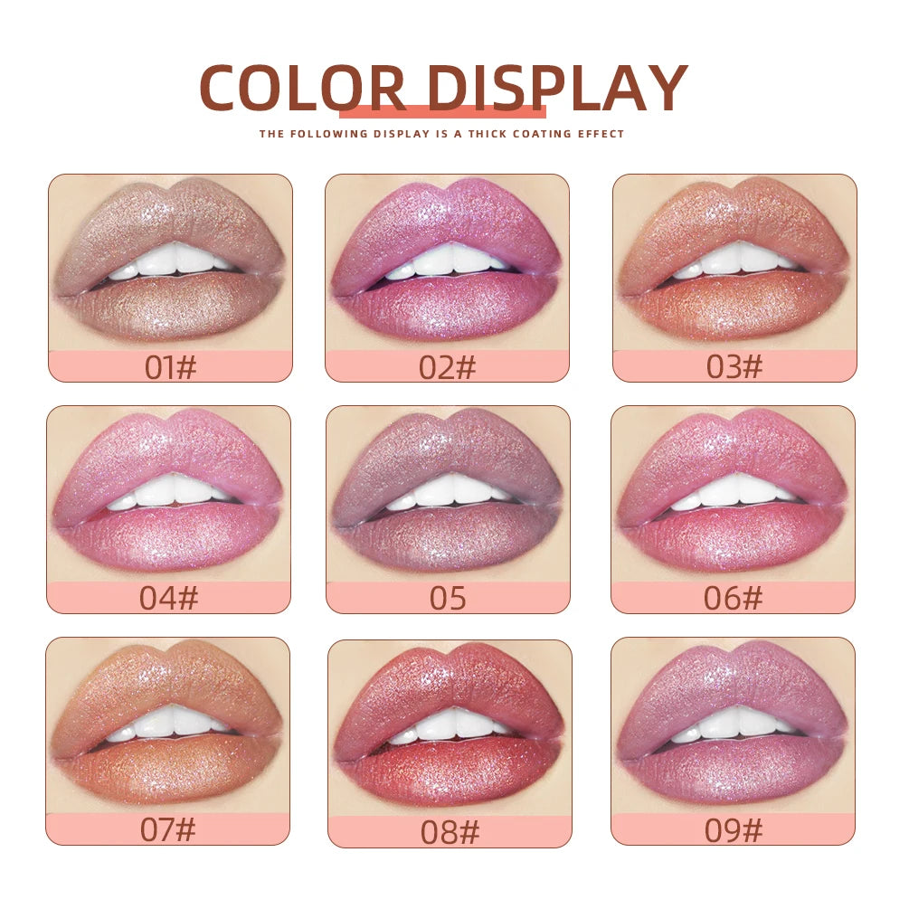 QiBest 9-Pc Glitter Lip Gloss Set – Pearlescent Liquid Lipstick
