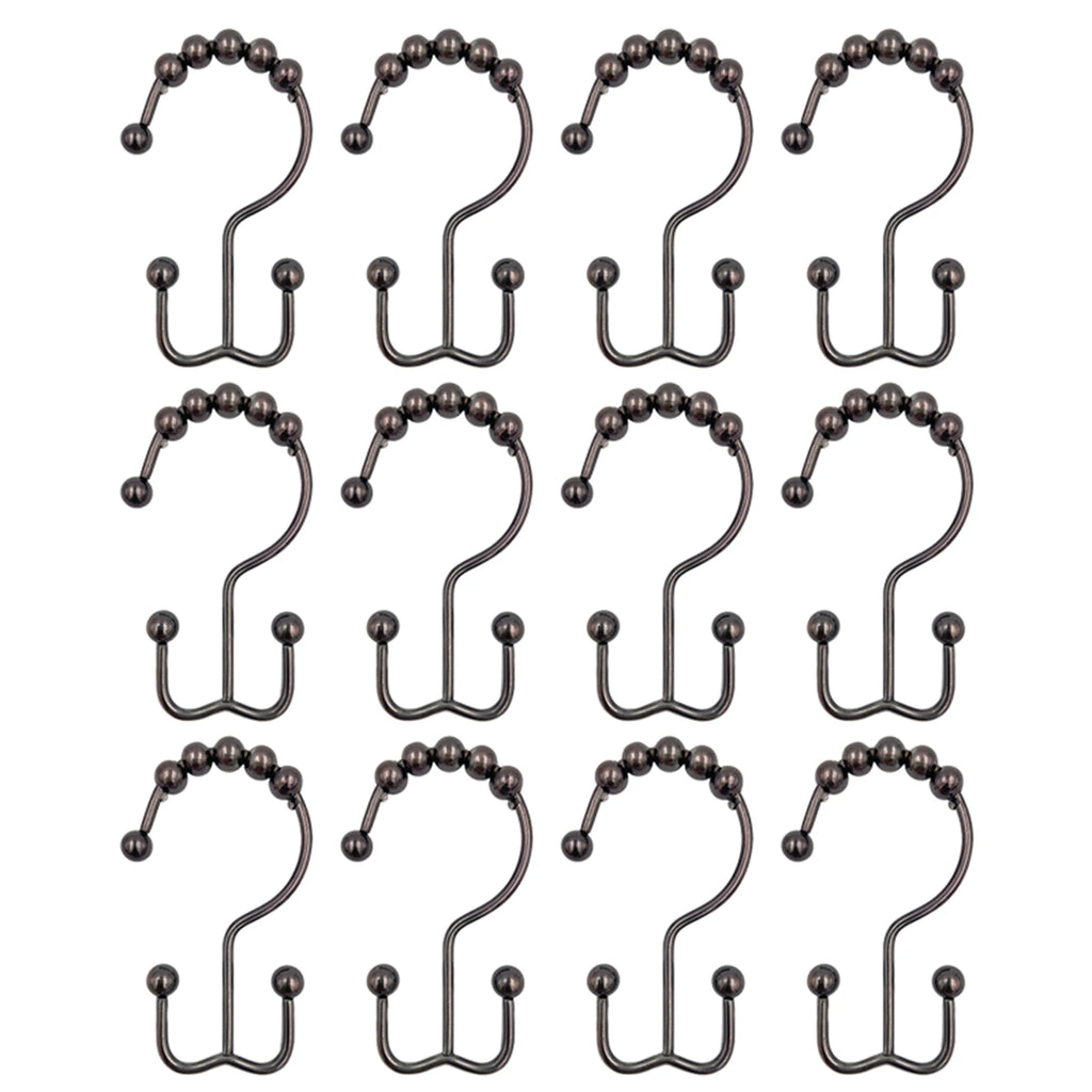12-Pack Double-Sided Shower Curtain Hooks | Rustproof Stainless Steel