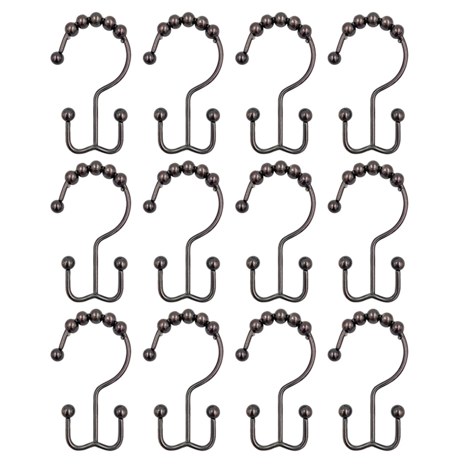 12-Pack Double-Sided Shower Curtain Hooks | Rustproof Stainless Steel