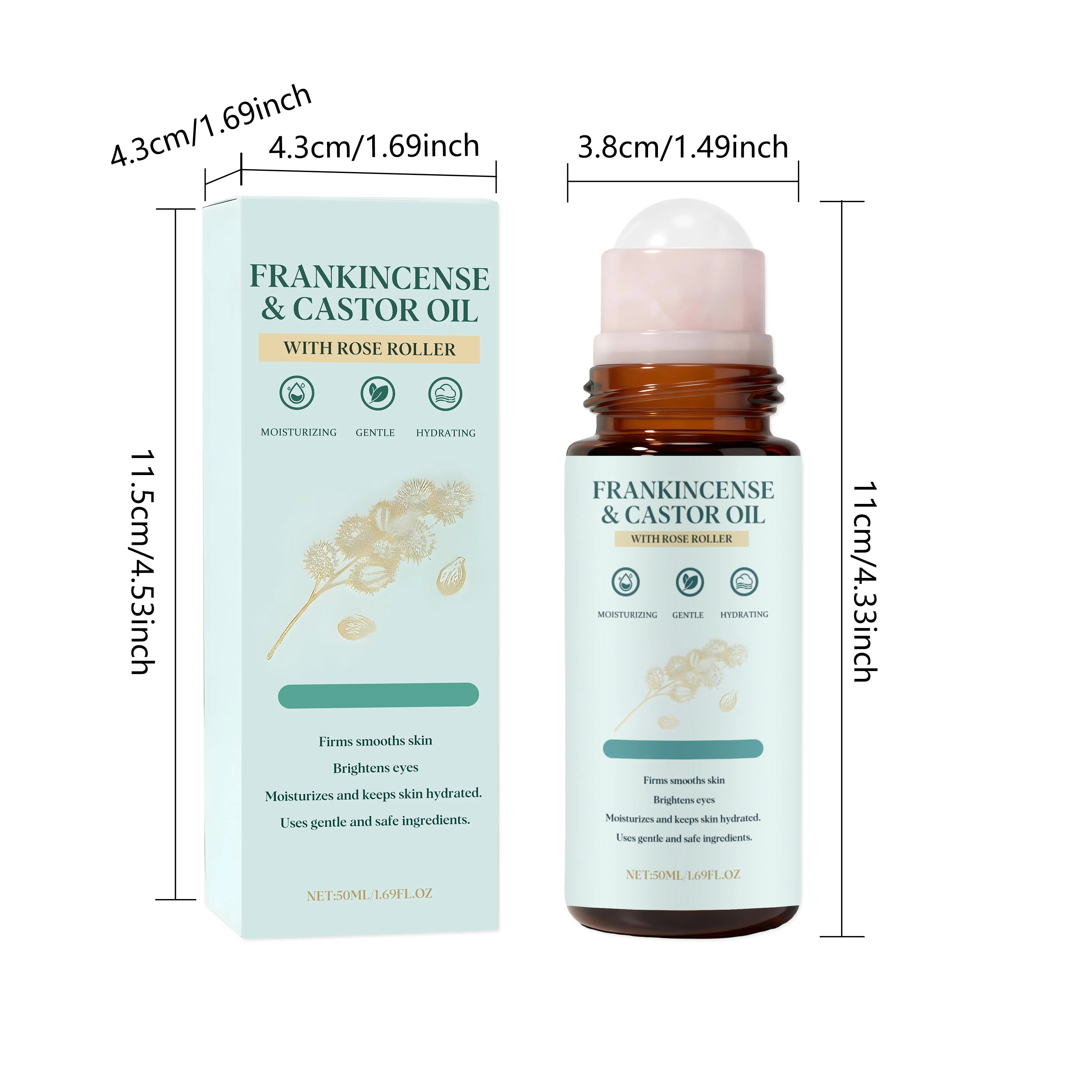 Frankincense Castor Oil Rollerball Soothing & Nourishing Roll-On Oil Improve Dryness Repair Portable Aromatherapy Body Skincare Oasis Select