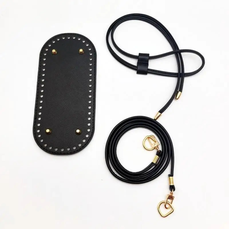 Crochet Handbag DIY Kit – PU Leather Bag Base, Strap & Chain DIY Bag Making Kit Oasis Select Black