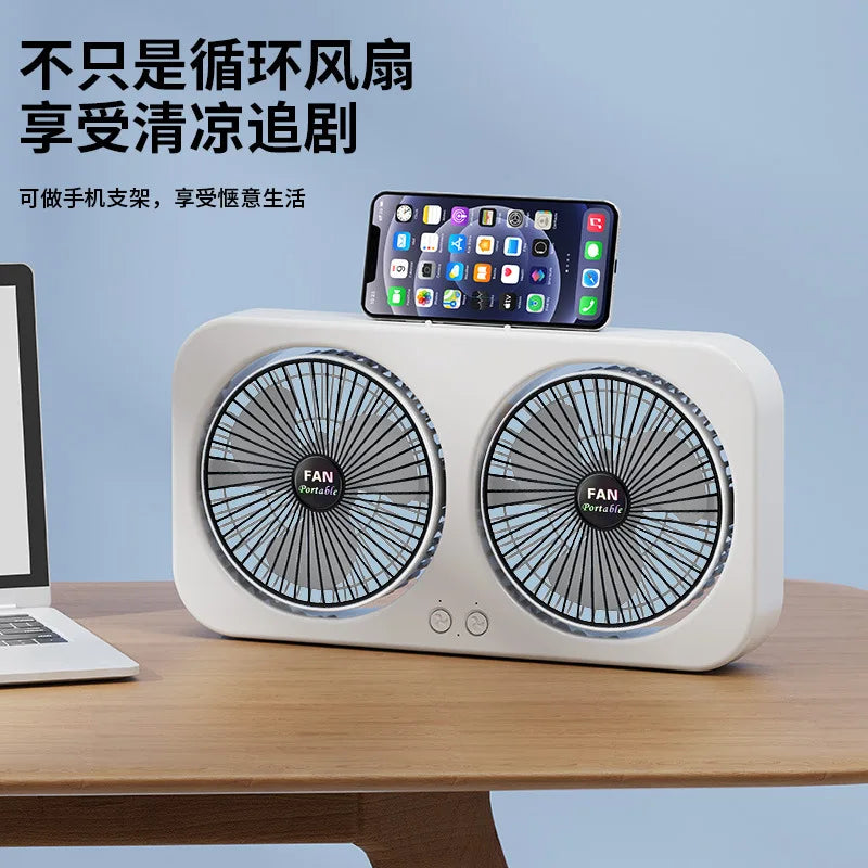 URGGU Dual Head USB Fan | 3 Speed, 90° Tilt, Silent