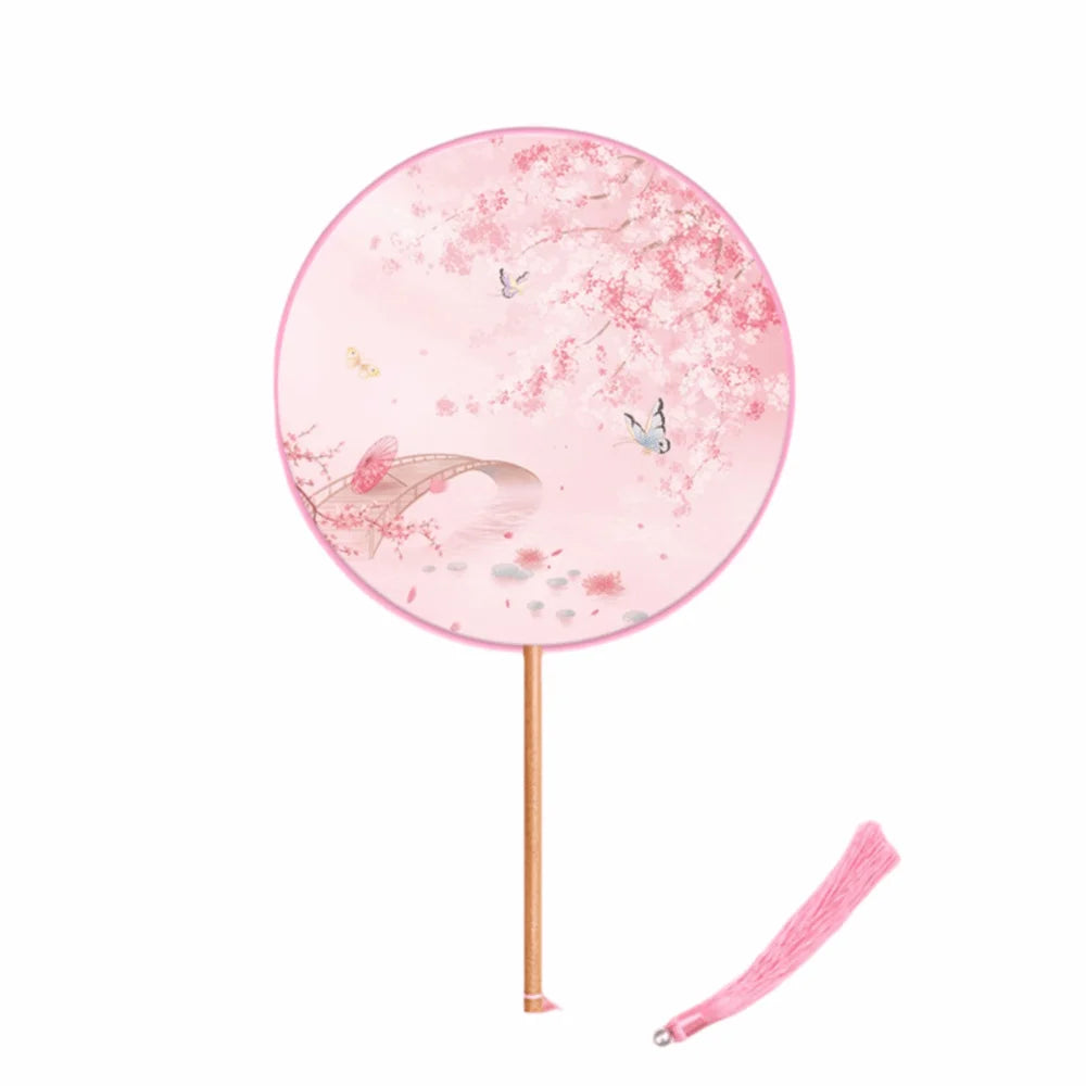 Silk Round Hand Fan – Vintage Chinese Ink Painting Design