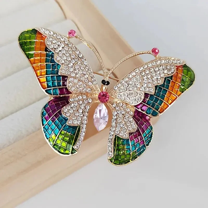 Trendy Multicolour Alloy Butterfly Brooches For Women Metal Crystal Insect Brooch Party Birthday Winter Jewelry Oasis Select