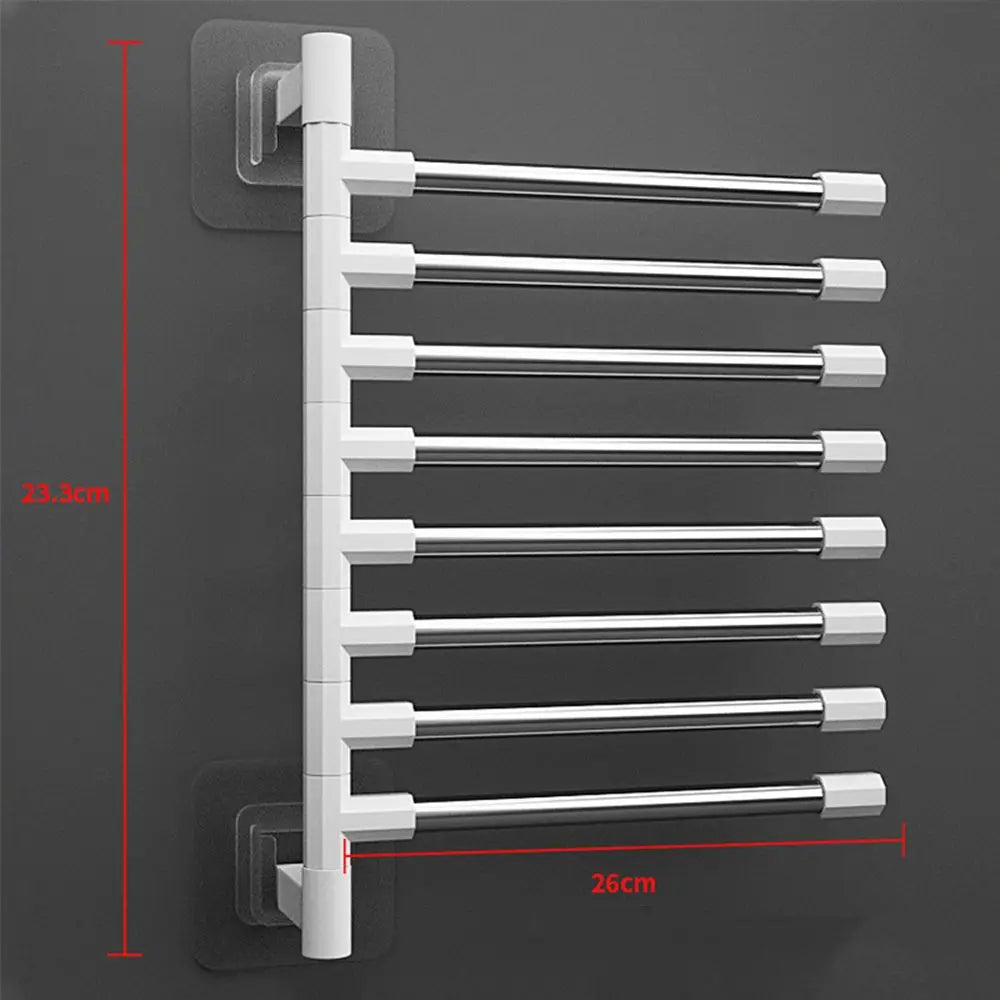 1Pc Silver Aluminum Swing Arms Towel Rack Save Space 2-8-Bar Towel Hanger Wall Mounted Bracket Hanging Holder Bathroom Tool Oasis Select 8 Bar