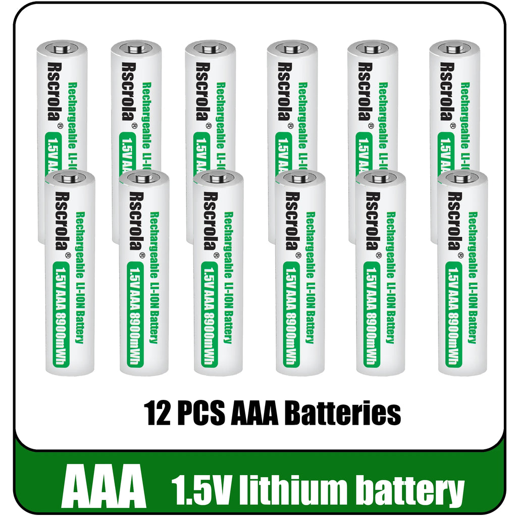Universal Rechargeable 1.5V AAA 8900mWh Lithium ion Battery Fast charging with Charger for Camare Clock Mouse Fan Electric Toys Oasis Select 12 PCS Batteries 1.5V China Mainland