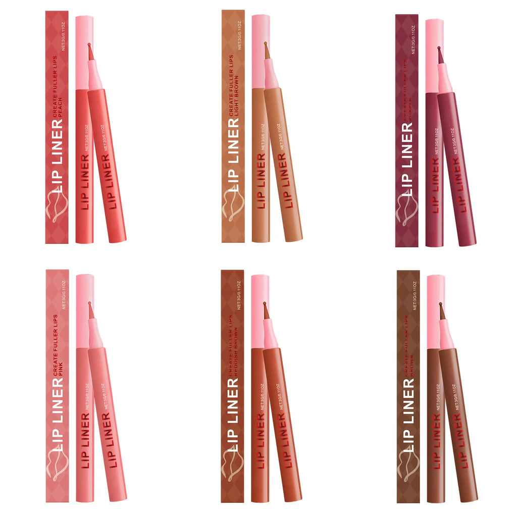 Waterproof Matte Lip Liner Pencil Long Lasting Smudge-Proof Highly Pigmented Lip Liner Moisturising Contouring Makeup 6 Colors Oasis Select
