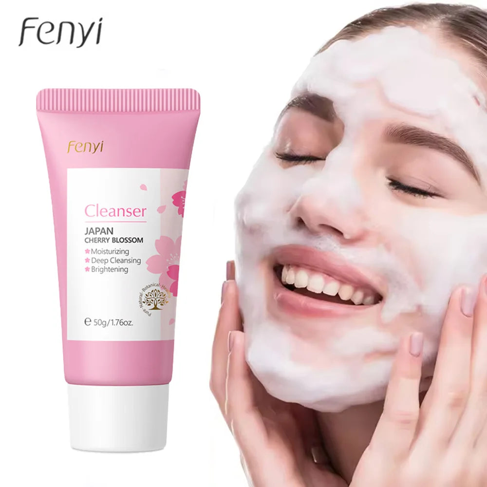 Sakura Facial Cleanser Moisturizing Brightening Acne Removal Oil Control Face Wash for Women& Men 50g Sakura Foam Cleanser Set Oasis Select