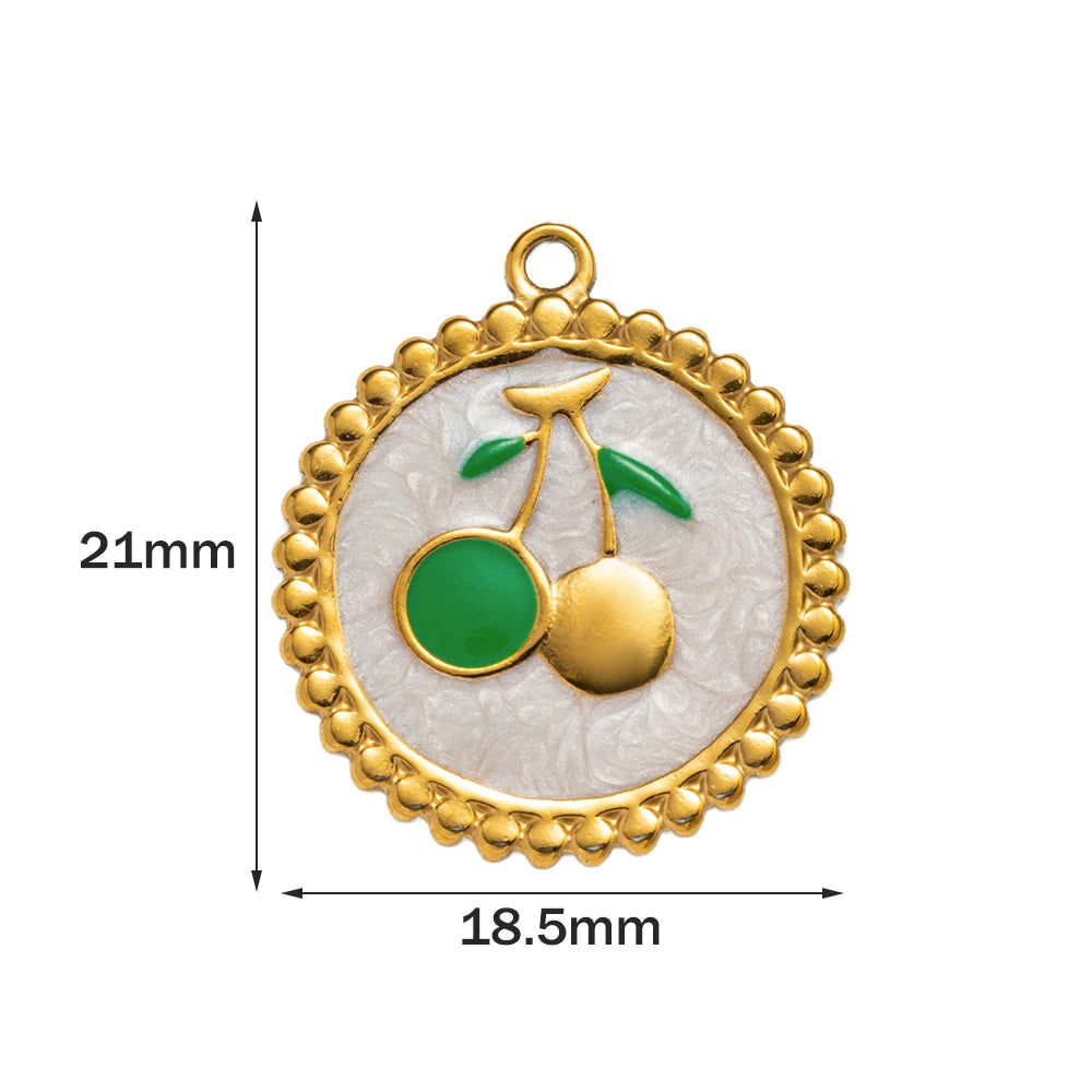 5pcs Stainless Steel Enamel Flower Pearl Bead Charms Earring Pendant for DIY Necklace Bracelet Jewelry Making and Crafting Oasis Select D Green Golden